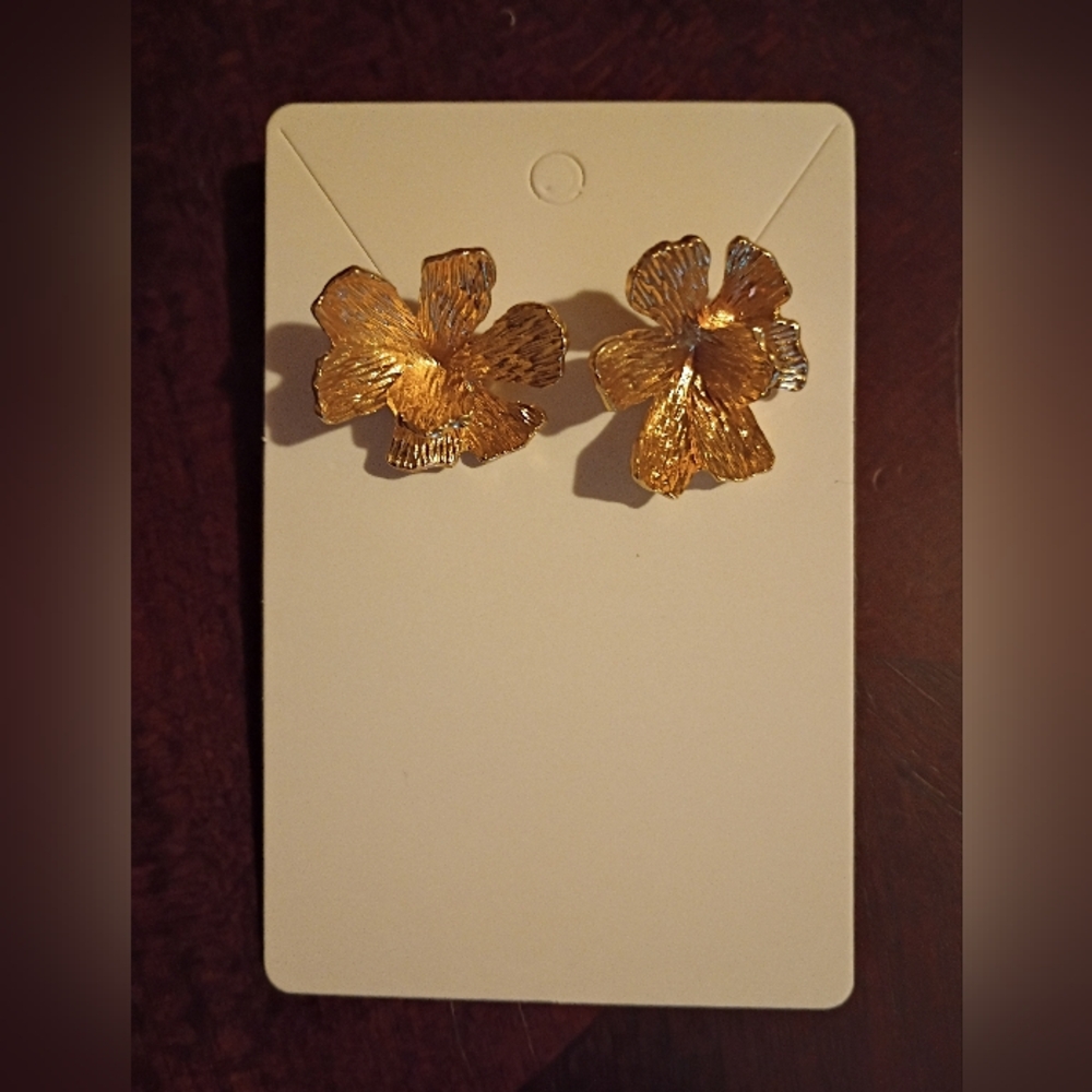 Gold Floral Sterling Silver Earrings